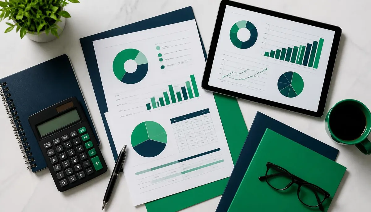 Business plans, performance charts and financial information ready for a consultancy review.